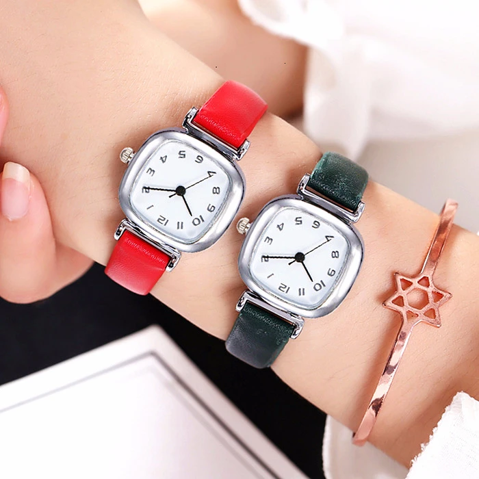 Hot Sale Women Leather Arabic Numbers Analog Square Watch Ladies Luxury Quartz Female Clock | Наручные часы
