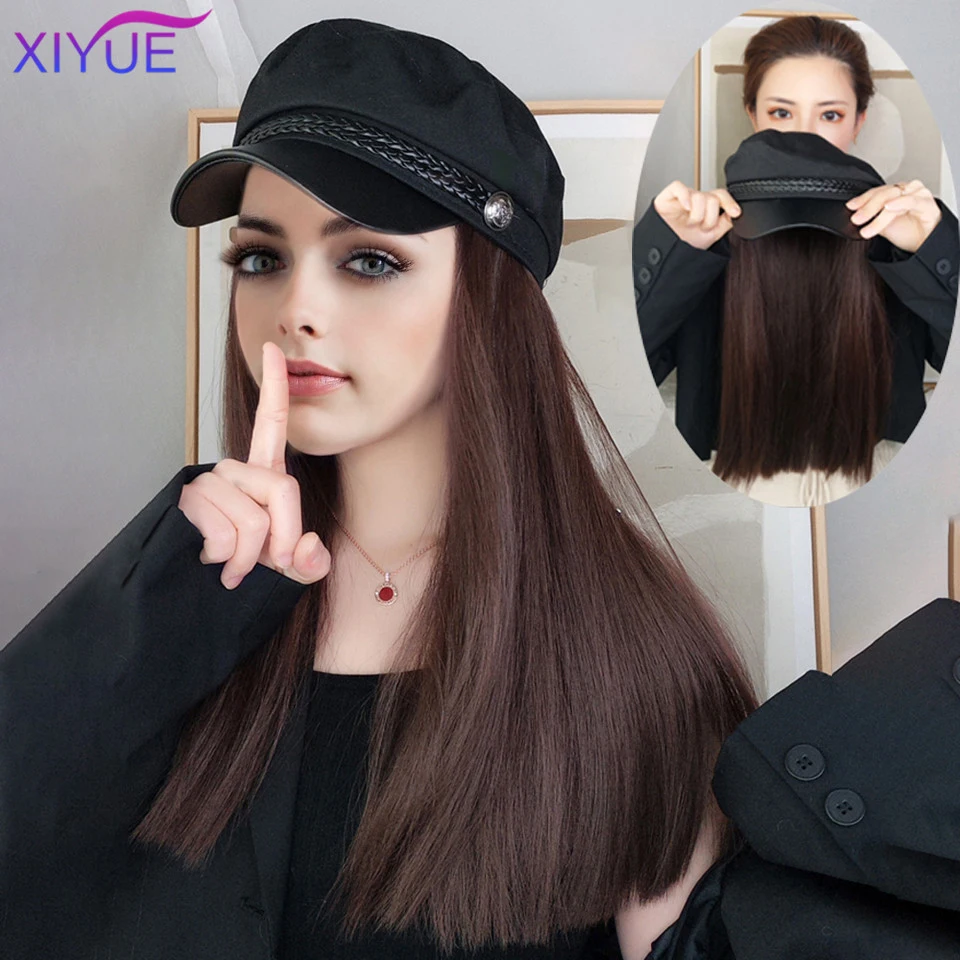 Шляпа XIYUE с длинными прямыми искусственными волосами для женщин | Шиньоны и