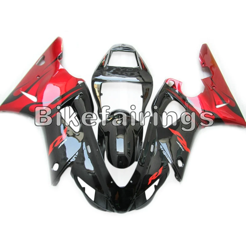 Для Yamaha YZF1000 R1 1998 1999 YZF R1 98 99 литьевой пластмассовый комплект обтекателей в комплекте, красные, Черные корпуса