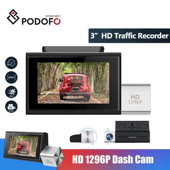 

Podofo Dash Cam Full HD 1296P Car DVR Video Registrator A1 Mini Recorder G-sensor 24HParking Monitor Night Vision Dash Camera