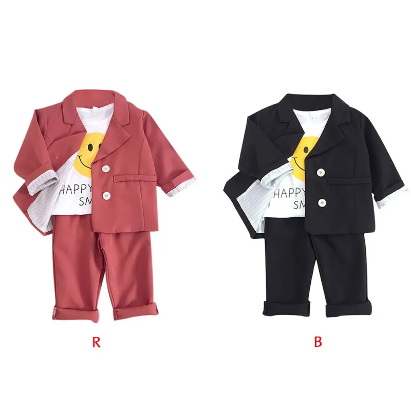 Baby Suits Autumn Boy Long Sleeve Gentleman Suit Coats+Long Pants Trousers Toddler Outfits | Мать и ребенок