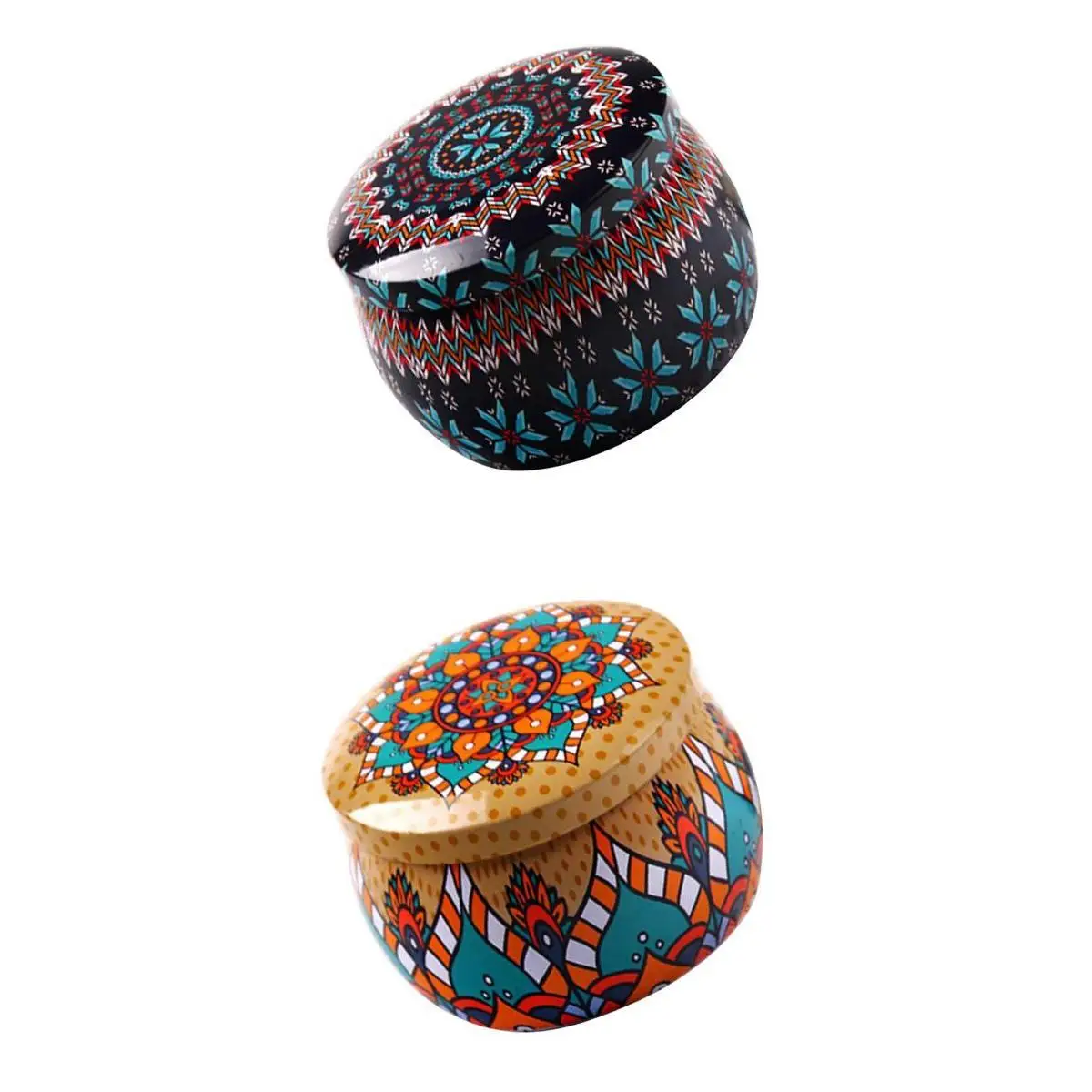 2pcs Tinplate Tea Pot Tin Box Small Home Garden Personality Candy Box Drum-shaped Candy Cookie Snacks Boxes