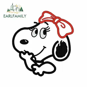 

EARLFAMILY 13cm x 12.3cm for Girl Snoopy Character Camper Car Stickers DIY Waterproof Anime Custom Printing Scratch-proof Decal