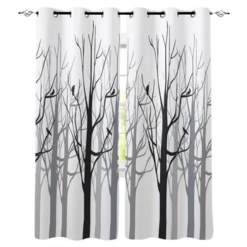

Forest Twig Bird Window Curtain Bedroom Decor Curtain Panels Window Curtain Living Room Luxury Home Decor