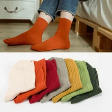Женские носки, одноцветные хлопковые носки, впитывающие Дышащие осенние и зимние женские носки