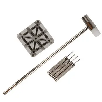 

Watch Repair Tool Strap Adjustment Combination Short Punch Small Hammer Beige Seat Cut-off Strap Meter Set Six-piece Combination