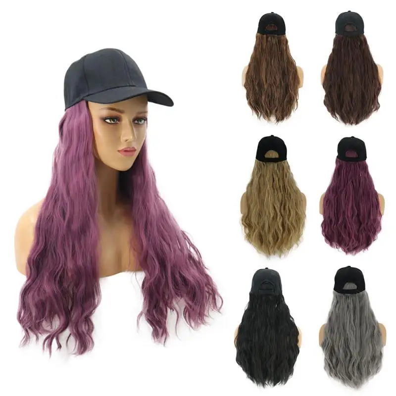 1 шт., 6 цветов, регулируемые женские шапки, длинные прямые волосы для наращивания с черной крышкой, парик, все-в-одном, Женская Бейсболка, манекен, парик