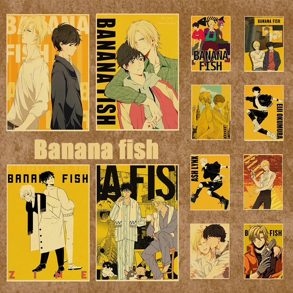 Hot Japanese Anime Banana Fish 02 Retro Poster Prints High Quality Wall Stickers For Living Room Home Bar Decoration Painting Calligraphy Aliexpress