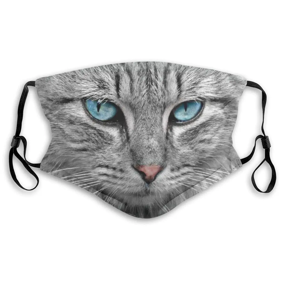 Masque Reutilisable Lavable De Portrait De Chat Masque Anti Poussiere Demi Visage De Bouche Pour Des Enfants Adolescents Hommes Femmes Avec Des Boucles D Oreille Reglables