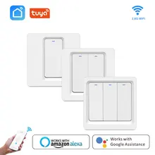 Smart Home WiFi Light Switch Push Button Smart Life/Tuya APP Remote Control Work With Amazon Alexa Google Home For Voice Control qiachip wifi smart home socket app remote control light switch work with amazon alexa google home for phone french plug socket