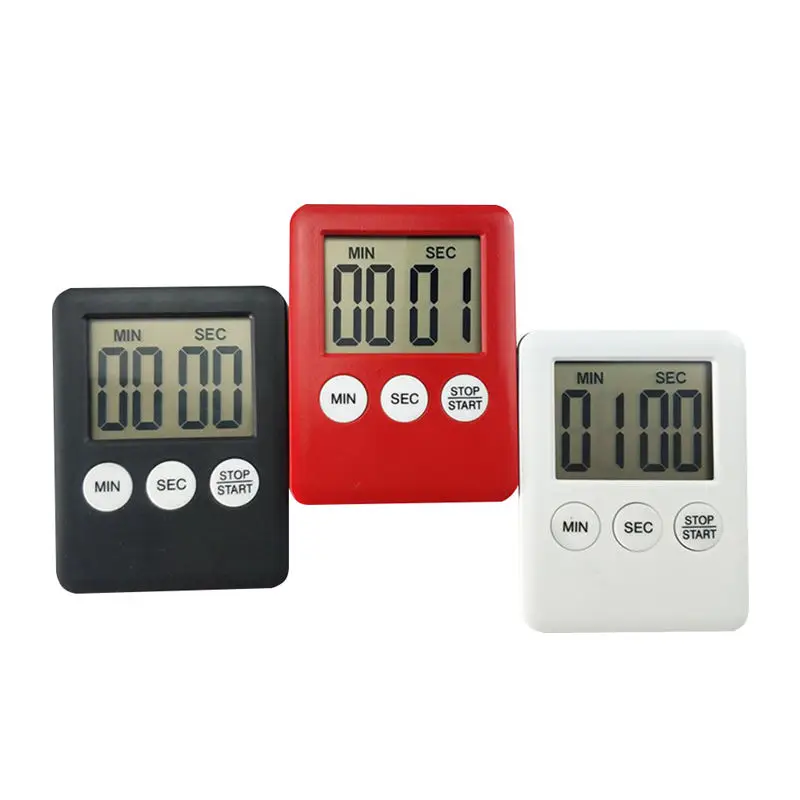 

Super Thin LCD Digital Screen Electronic Magnetic Kitchen Timer Square Cooking Count Up Countdown Alarm Magnet Clock Tools