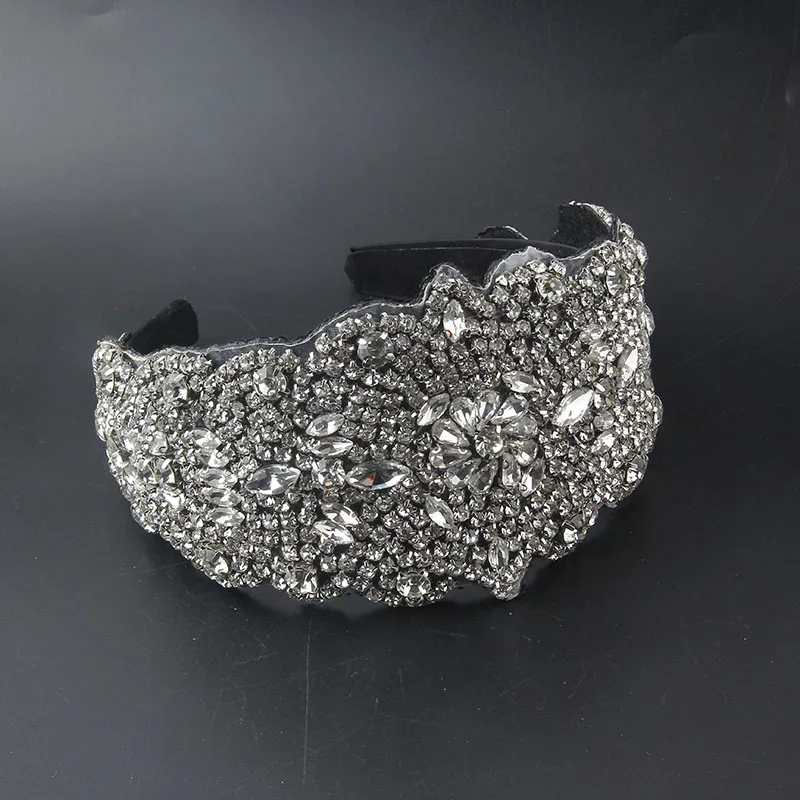 Fashion Baroque Rhinestone Geometric Shape Wide-Sided Personality Prom Hair Accessories Catwalk Bridal Headband 735 hair accessory hair headdress bridal headwear hair band crown