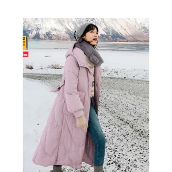

INMAN Winter New Arrival Solid Color Hoodies Belt Equipment-ed Lady Long Down Warm Coat