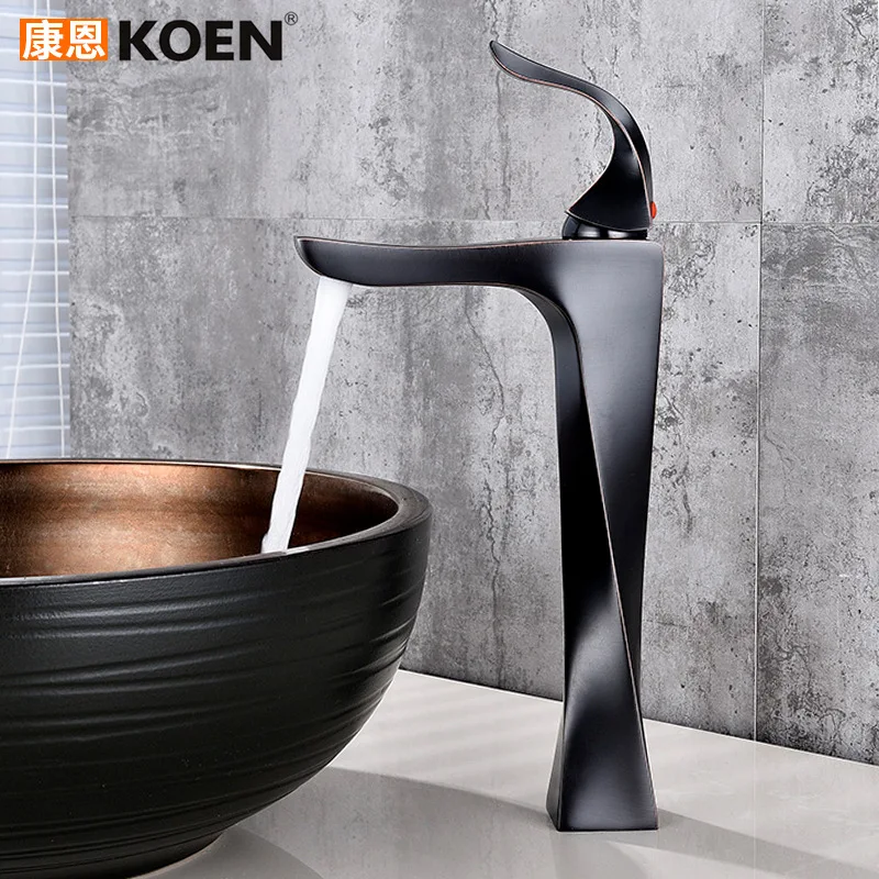 

Cross Border for Basin Faucet Table Basin Black And White with Pattern Faucet Hot And Cold Faucet Copper Mixing Water Lavatory B