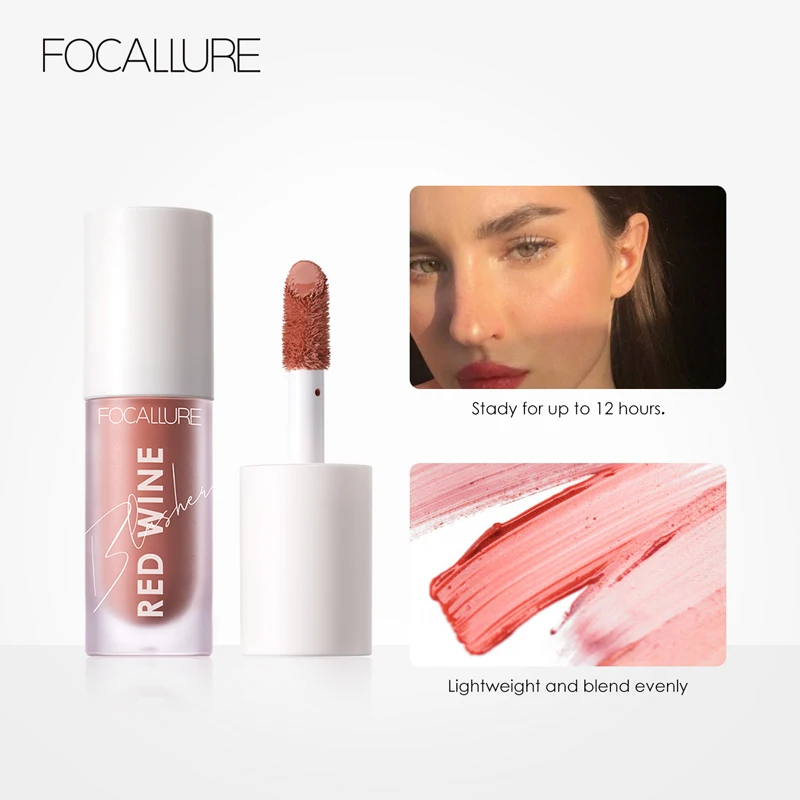 FOCALLURE Hangover Red Wine Blusher 4 Colour Natual Makeup Face Liquid Blush Long Lasting Cosmetics liquid blush