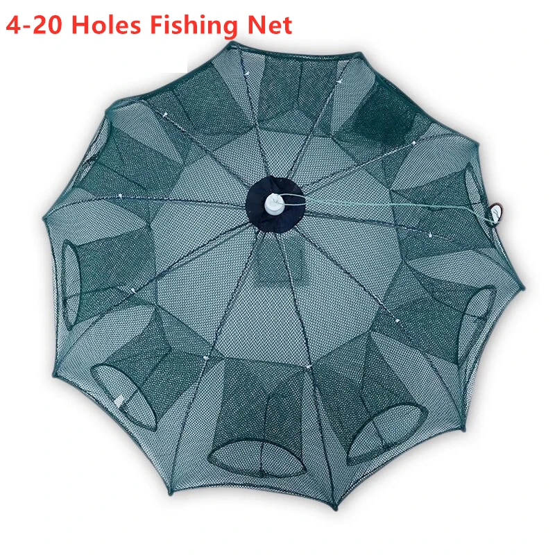 

Strengthened 4-20 Holes Automatic Fishing Net Shrimp Cage Nylon Foldable Crab Fish Trap Cast Net Cast Folding Fishing Network