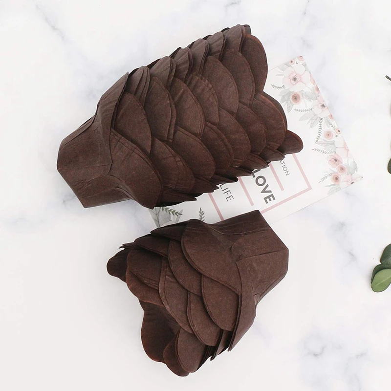 100 Pieces Lotus Baking Cupcake Muffin Liner Tissue, Baking Cup, Cake Stand, Muffin Liners, Home Party Bakery Use, Brown