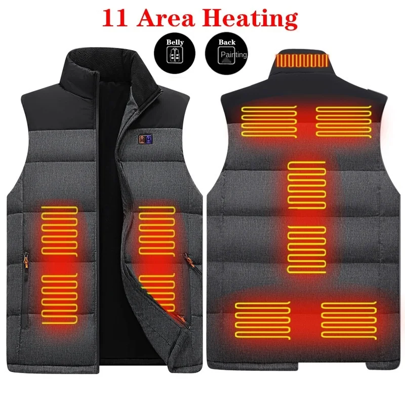 

New 11 Heated Vest Jacket Graphene Men Women Coat Clothes Intelligent Electric Heating Thermal Warm Clothes Winter Heated Hunt