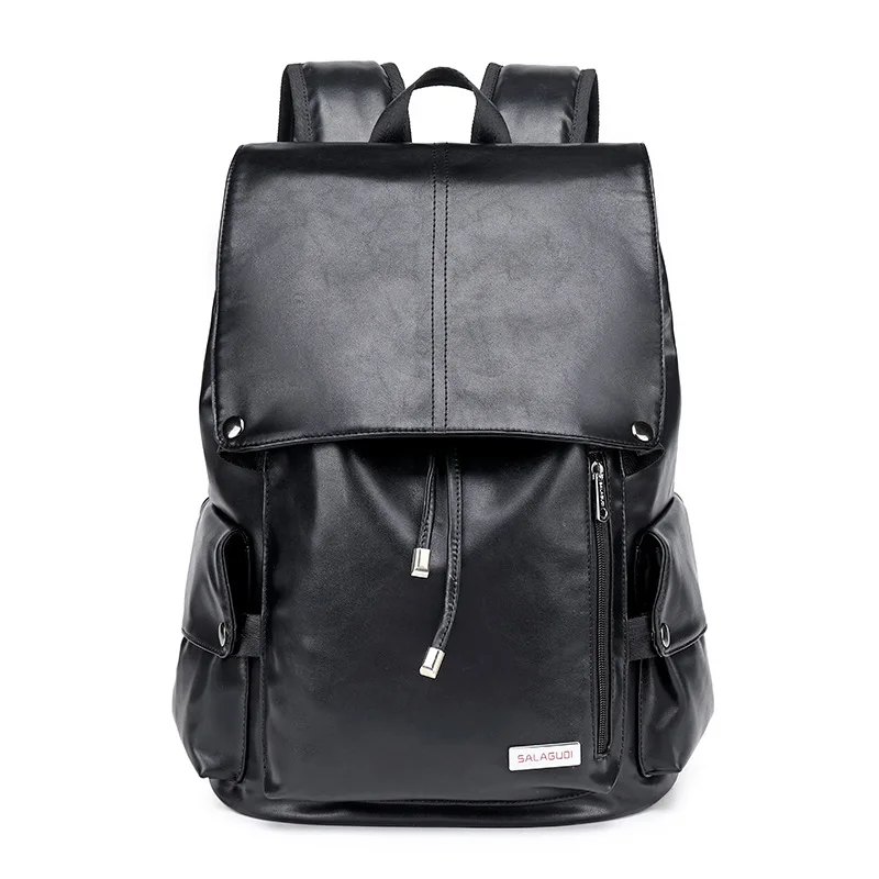 

Men Backpack Solid School Bags For Teenager Girls Large Capacity Casual Women Black Back packs Fashion High Quality PU Leather