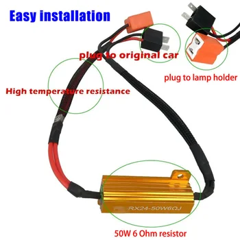 

1 Pair 2020 Hot Sale High Quality 50W6ΩH7 Car Load Resistance LED Light Canbus Warning Cancel Decoder