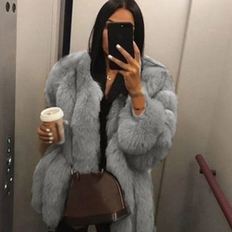 Женский зимний модный Свободный теплый однотонный Кардиган с длинным рукавом большого размера, пальто для девушек с v-образным вырезом, плюшевая одежда