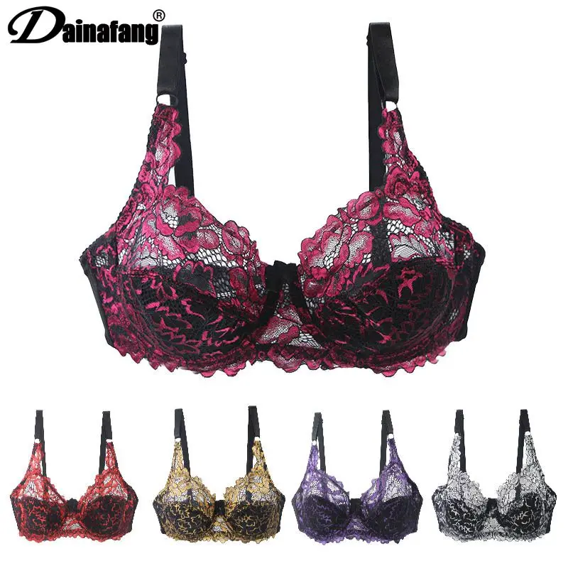 DaiNaFang Lace Embroidered Bras Women Push Up Underwear Sexy Ladies Large BH Tutible Adjusted Bralette Plus Size Lingerie 1