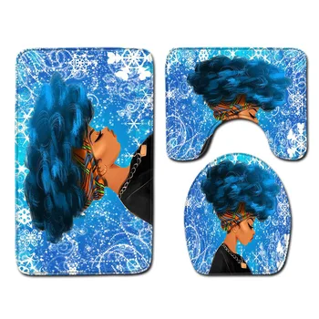 

African Women's Bathroom Mat Three-Piece Bathroom Carpet Toilet Mat Set Door Mat Bathroom Non-Slip Mat Spot