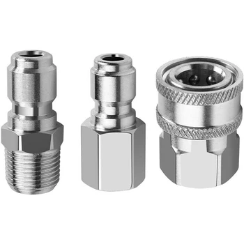 

3pcs/set Stainless Steel 3/8 Quick Disconnect NPT Pressure Washer Quick connect adapters Car Washer NPT Accessories