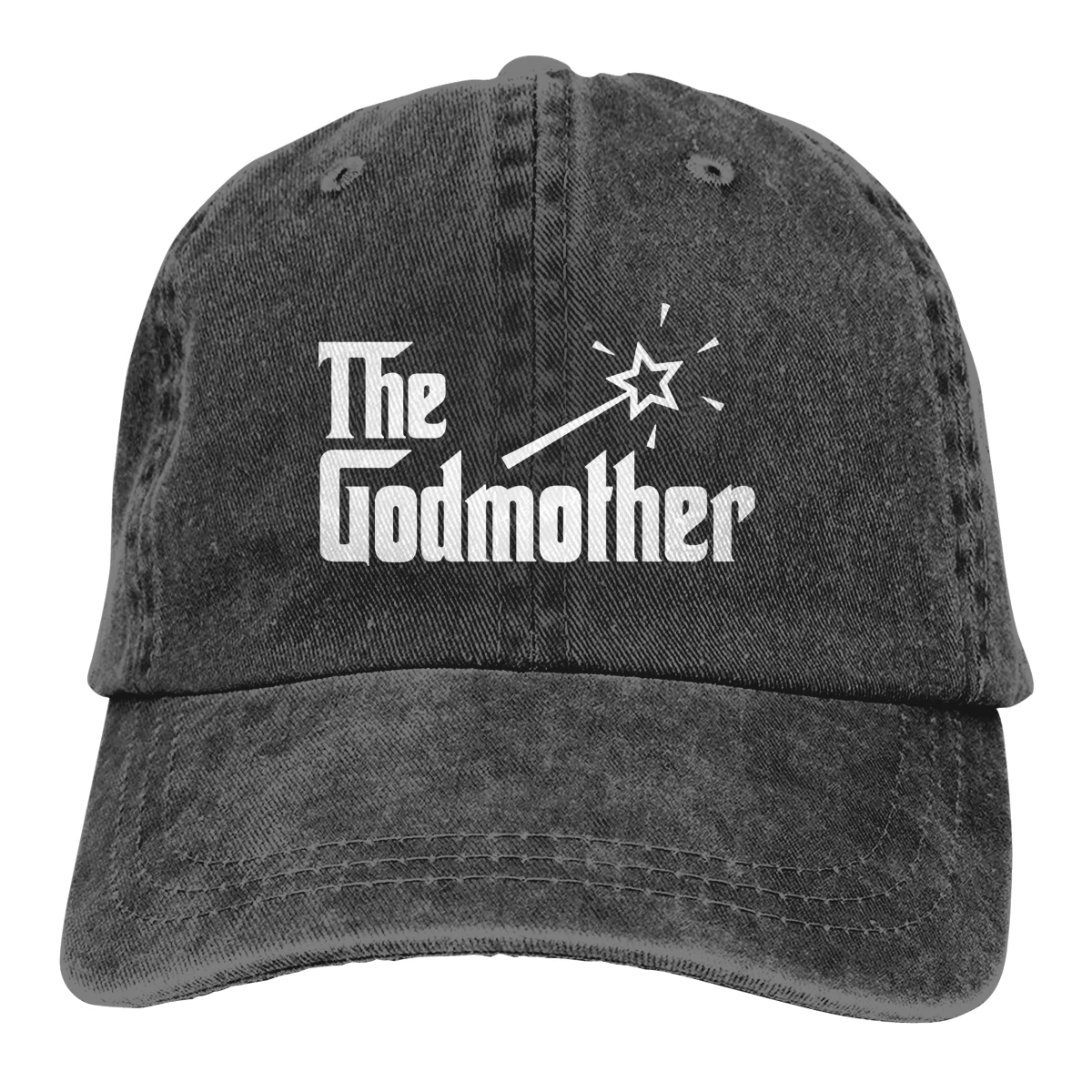 The Godmother Casquette, Черная мужская и женская джинсовая бейсболка, регулируемая бейсболка для гольфа