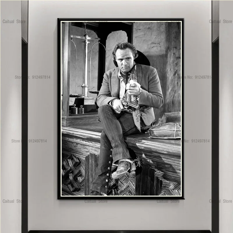 C371 Marlon Brando Movie Actor Classic Black White Star Canvas Painting Poster HD Prints Wall Picture Art Living Home Room Decor 