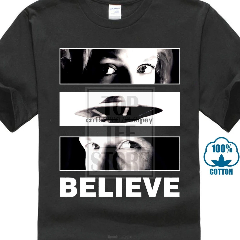 Уличная футболка с коротким рукавом X Fils Believe Eyes черная для взрослых рисунком Homme