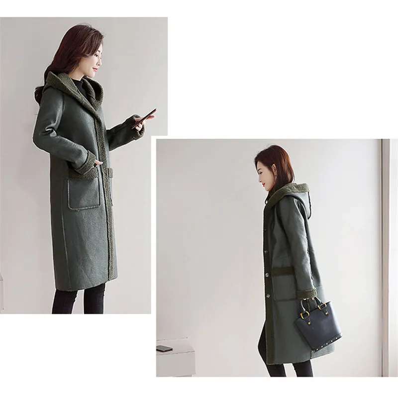 Winter Fashion 2023 Single Breasted Hoode Fur Coats for Ladies Elegant Streetwear Wool Coats