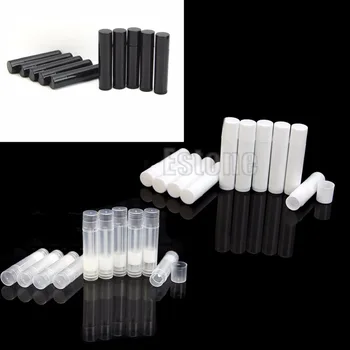

5PCS Cosmetic Empty Chapstick Lip Gloss Lipstick Balm Tube + Caps Container