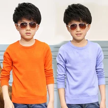 Коллекция года, Весенняя детская одежда свитера для мальчиков однотонные повседневные тонкие вязаные свитера с длинными рукавами и v-образным вырезом для мальчиков, топы для больших детей