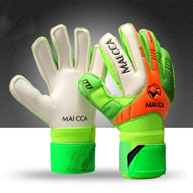 Professional Goalkeeper Gloves Latex Finger Protection Soccer Football Archer Keeper Children's Gloves Boy Hand Breathable - Цвет: Зеленый