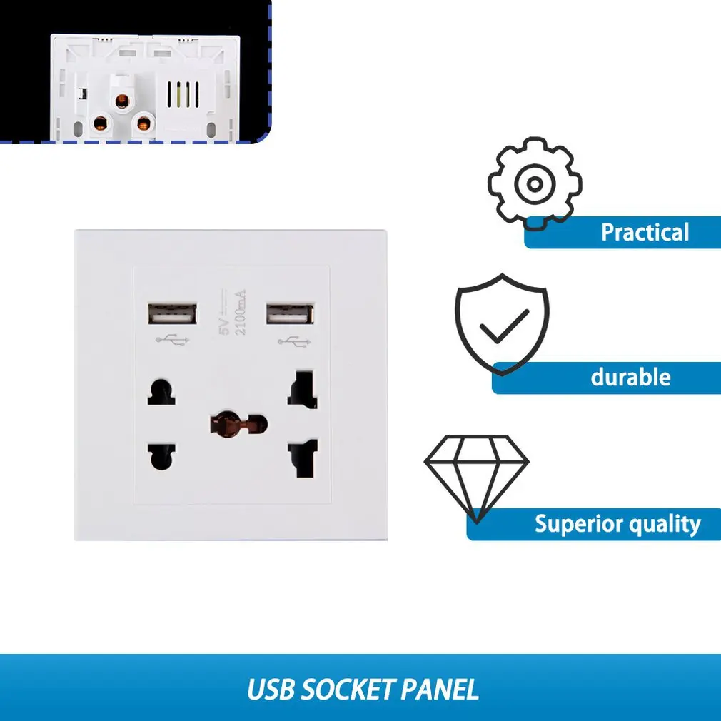 1 шт. двойной USB Порты и разъёмы Электрический настенный Зарядное устройство