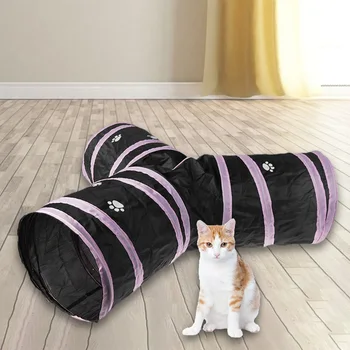 

80x30x25cm Kitten Cat Tee Joint Tunnel Tube Foldable Polyester Cloth Collapsible Crinkle Puppy Small Pet Training Toys