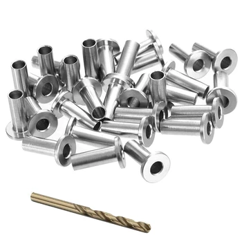 

20Pcs T316 Stainless Steel Protector Sleeves for 1/8Inch Wire Rope Cable Railing with Drill Bit for DIY Balustrade CNIM Hot
