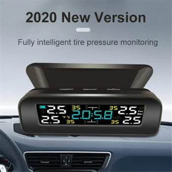 

Universal TPMS Wireless Tire Pressure Monitoring System Solar Power Color LCD Display with 4 External Sensor Tire Pressure Alarm
