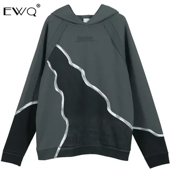 

EWQ / Tide Men And Women hoodies 2020 spring new black white printting oversize sweatshirt casual streetwear tops for male 9Y748