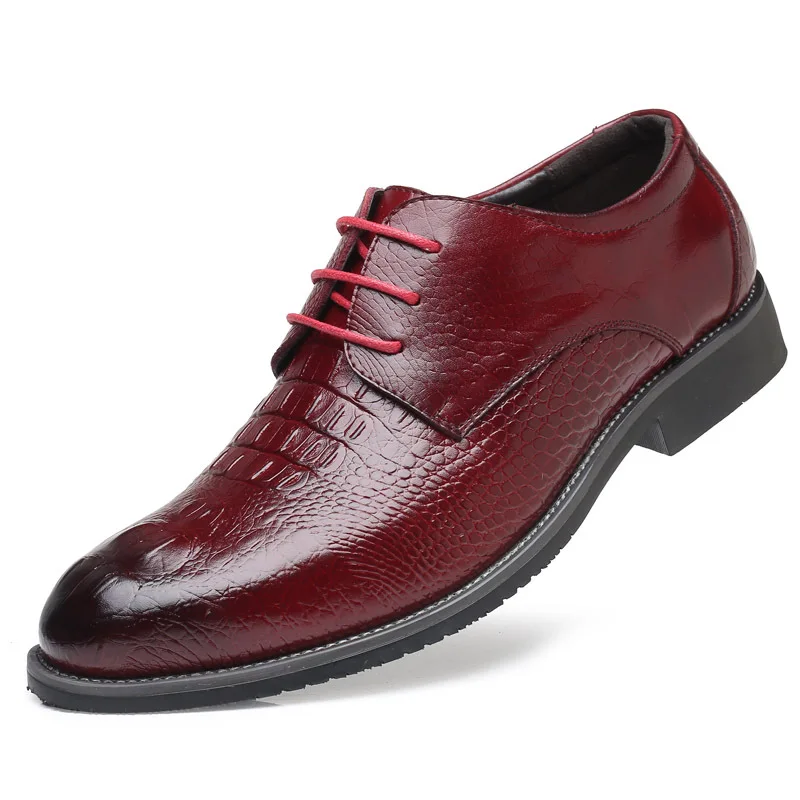 

38~48 Large Sizes Genuine Leather Crocodile Skin Suit Shoes Men Pointed Toe Lace Up Derby Shoes Yellow Formal Wedding Dress Shoe