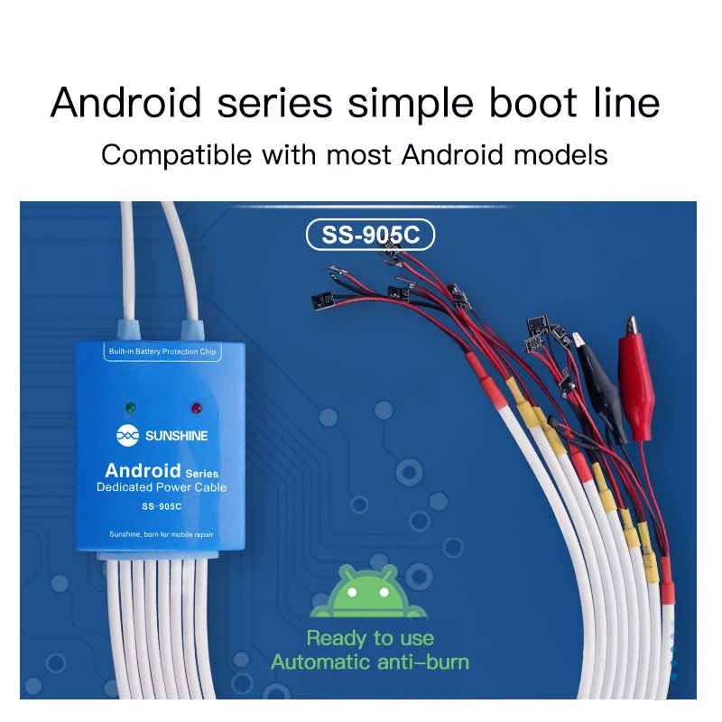 

SS-905C Android One Button Boot Control line for Huawei Xiaomi Samsung Meizu OnePlus OPPO Anti-Burn Test Cable Power Supply Line