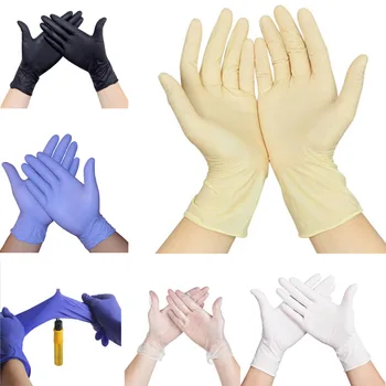 

100 pcs 6 Color Disposable Nitrile Latex Gloves Non-Toxic Powder-Free Anti Infection For Home Cleaning Food Medical Gloves LS011
