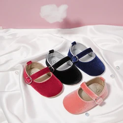 KIDSUN – chaussures plates en coton pour nouveau né fille, chaussures de princesse, solides, antidérapantes, semelle souple, accessoires pour premiers pas, 4 couleurs 