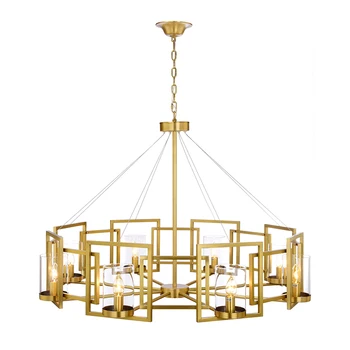 

Europea Style Copper Pendant Light 6/8 Light Glass Lampshade E14 Led bulb Living Dinning Room home decoration Handwork soldering