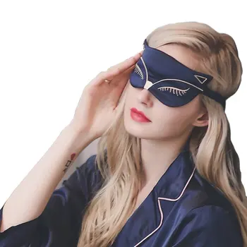 

100% Mulberry Silk Silk Eye Mask Shade Sleep Eye Patch Cartoon Small Fox Embroidered eye cover sleeping eyeshade