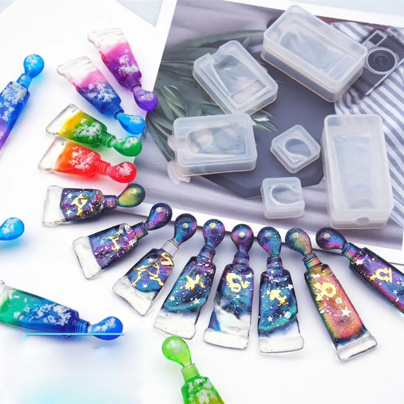 Squeezed Pigment Paint Tube Resin Mold Pendant UV Epoxy Resin Silicone Mold Jewelry Making Tools