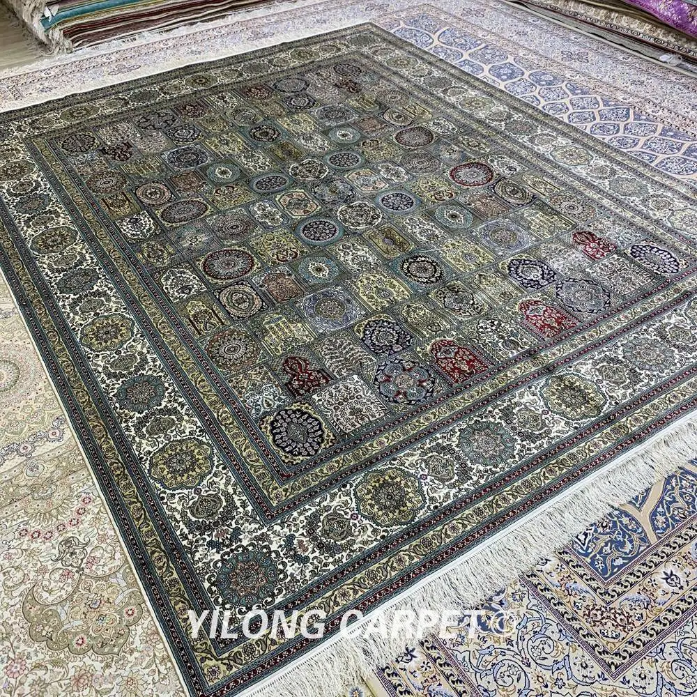 Yilong 8'x10' Silk персидские ручной работы Ковры четыре сезона сад сцены Кум Ковры (ywx013a8x10)