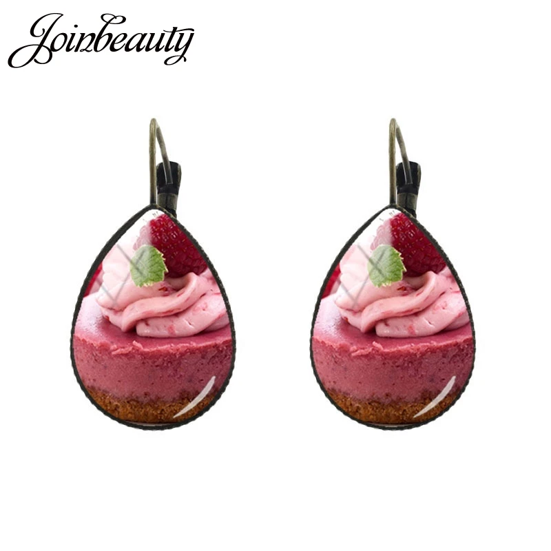 FD107 JOINBEAUTY десерт милый клубничный слой торт узор слеза капля уха клип серьги винтажная Капля воды форма модные ювелирные изделия FD85 - Окраска металла: FD107