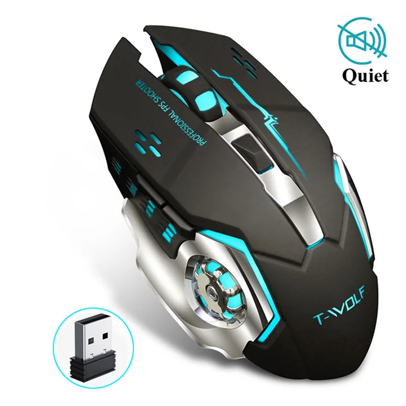 

Wireless Gaming Mouse 2400 DPI Rechargeable Adjustable 7 Color Backlight Breathing Gamer Mouse Game Mice for PC Laptop